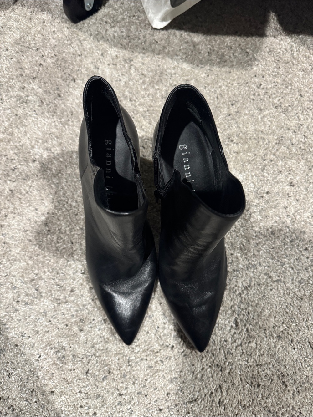 Gianni Bini Black Pointed Toe Leather Ankle Booties